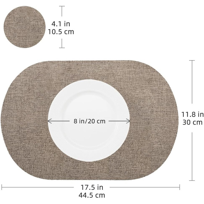 Набори килимків на стіл овальної форми, 6 шт., штучна шкіра, термостійкі та водонепроникні (зелені)