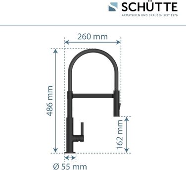 Змішувач для кухні SCHTTE 79146 MIAMI, одноважільний змішувач з висувним розпилювачем, чорний матовий