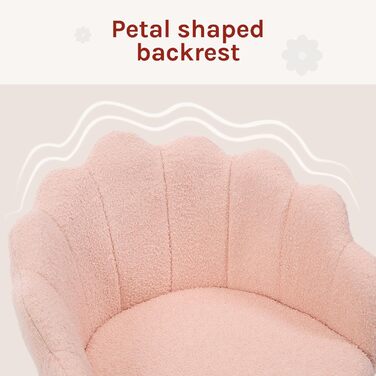 Крісло WOLTU для офісу та дому з м'якою спинкою у вигляді пелюстки, обертове, з регулюванням висоти, рожеве, з тканини кашемір