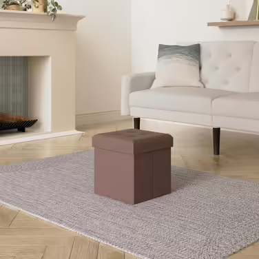Стильний пуф-скриня з місцем для зберігання Style Home, складний, з льону, 38x38x38 см, темно-коричневий
