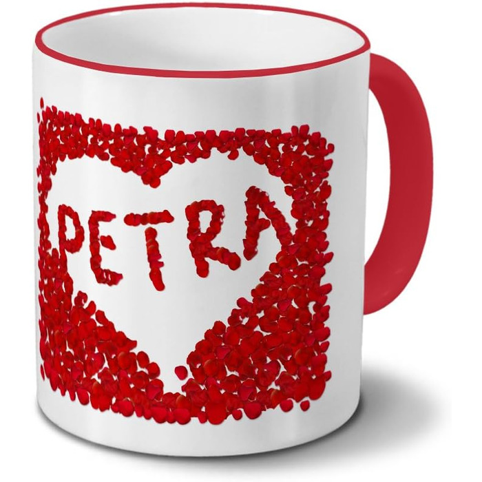 Кружка Petra - Квіткове серце - Іменна кружка, кавова кружка - Червона