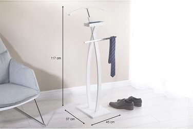 Сучасний чоловічий вішак для одягу з полицею для штанів та місцем для прикрас, білий