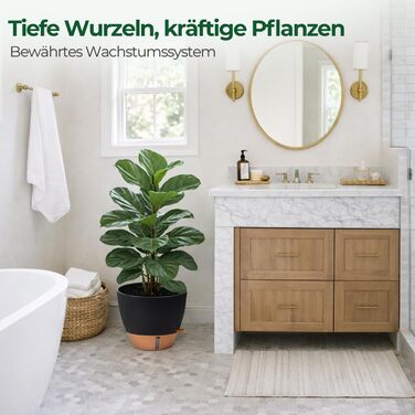 Набір з 4 самополивних горщиків T4U з індикатором рівня води, 30 см, чорний, для дому та саду