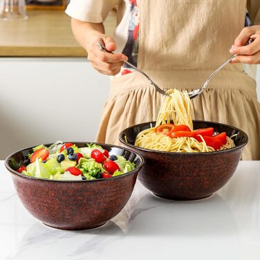 Набір керамічних мисок для перемішування Hasense, 2.1/1.0/0.5 Qt, ручної роботи, для салату, приготування їжі, зберігання та випікання, мікрохвильова та посудомийна машини, з додаванням глини, білий (84 унції, червоний/подорож, однотонний)