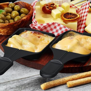 Гриль HeYork Raclette з грилем Міні-барбекю Настільний гриль для 2-4 осіб Сковорода з антипригарним покриттям з 4 каструлями Скребок для лопаток 750 Вт Електричний гриль для вечірок Сирний гриль 4 особи (8 осіб)