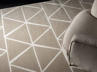Сучасний м'який дизайнерський килим з м'яким ворсом, не вимагає особливого догляду, стійкий до фарбування, привабливий, трикутний, сіро-білий, (120 x 170 см, коричневий трикутник)