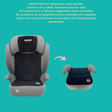 Автокрісло Nania Belem 2 в 1 I-SIZE, 15-36 кг, Група 2/3, 100-150 см, регульована спинка та підголівник, з бічними захистом