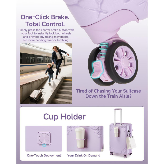 Набір валіз Sea Choice 3 шт. з жорстким корпусом, розширюваний, з TSA замком (фіолетовий)