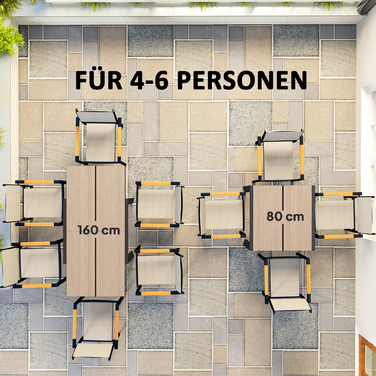 Розсувний алюміній Outsunny Garden Table 80/160x80 см Атмосферостійкий балконний стіл Нековзний фуршетний стіл Кемпінговий стіл на 6 осіб Стіл для патіо Відкритий обідній стіл для саду, патіо Балкон з натурального дерева