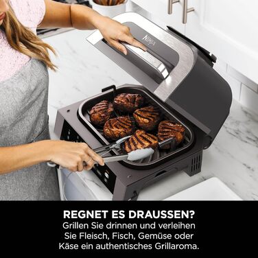 Ninja MAX 6-в-1 гриль та фритюрниця з гарячим повітрям для дому, 6 функцій приготування, об'єм 3.8 л, цифровий термометр, сірий/срібний, DG551EU