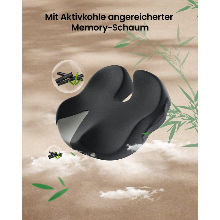 Подушка для офісного крісла ProtoArc, ергономічна подушка для куприка, піна з пам'яті, для інвалідного візка, авто, чорний колір, великий розмір