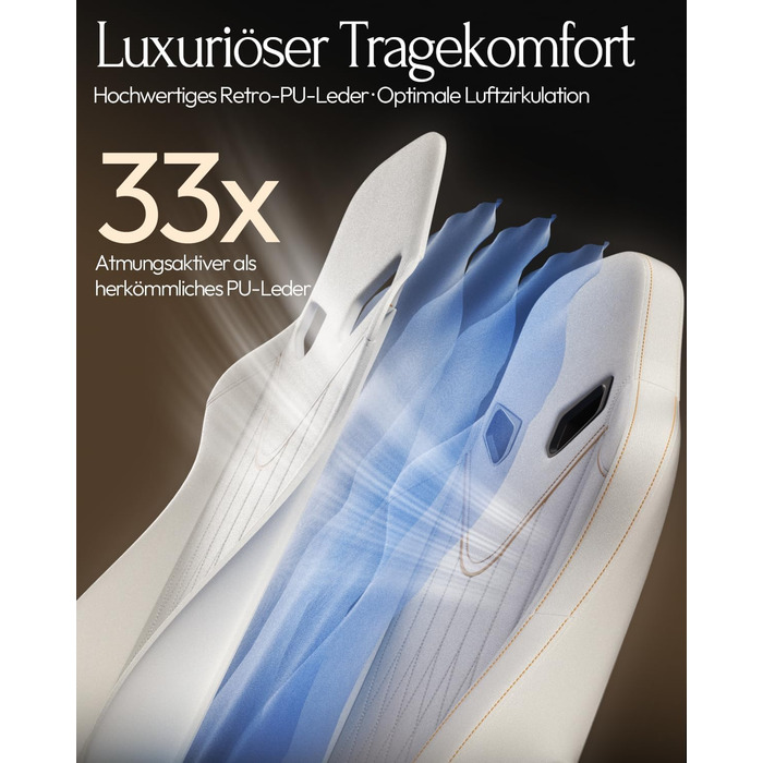 Ігровий крісло Dowinx з масажем, ергономічний дизайн, підтримка попереку та шиї, до 135 кг, шкіряне, чорний