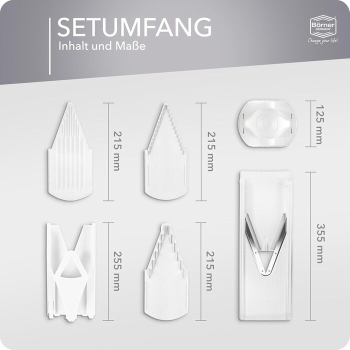 Набір Börner Gemüsehobel V3: V-овочерізалка для 5 видів нарізки, з нержавіючою сталею, з тримачем для фруктів, оранжевого кольору