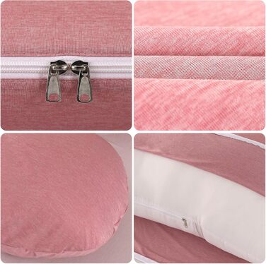 Подушка для вагітних GKXLH - J-подібна подушка для сну та підтримки спини, живота та стегон. Знімне покриття, прохолодне рожеве.