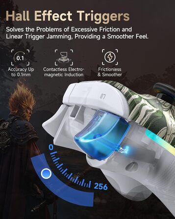 EasySMX X15 Бездротовий геймпад для ПК з RGB підсвіткою, аналоговий джойстик та тригери, Bluetooth для PC/Switch/Android/iOS