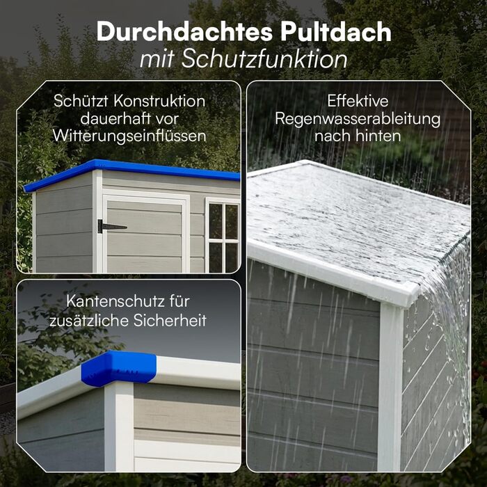 Сарай садовий Steelsøn Novara з вікном та похилим дахом 192x92x151 см - пластиковий, сірий, вологостійкий