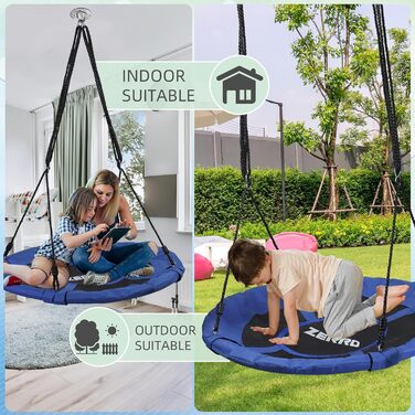 Сітчаста гойдалка ZERRO для дітей та дорослих, Ø120см, регульована висота, до 150кг (Блакитна)