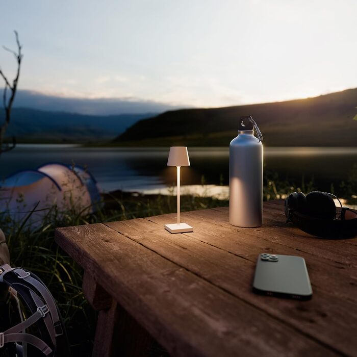 SIGOR Nuindie 2.0 Mini - Бездротова LED-лампа на акумуляторі, 25 см, IP54, USB-C, 12 годин роботи, пісочний колір (Pocket)