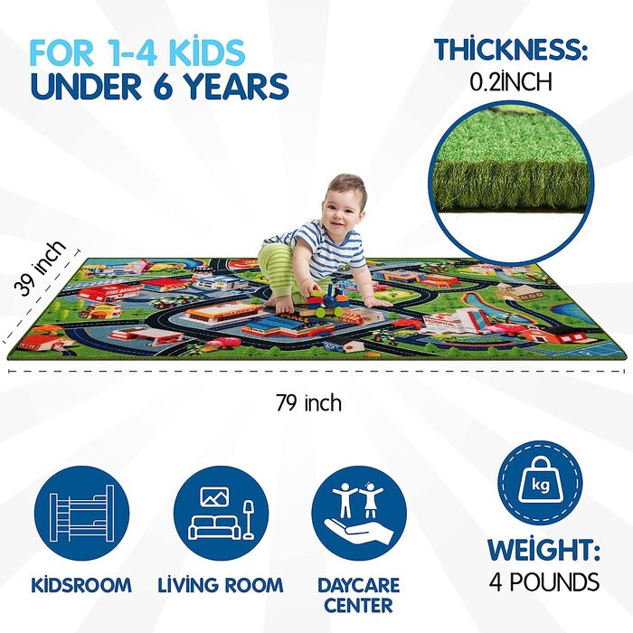 Дитячий дорожній килимок Джексона, 3D, великий, 150x200 см, дитячий килимок для хлопчиків і дівчаток, нековзний автомобільний килимок, дитячий ігровий килимок (дитячий килимок 3D-дизайну, 100 х 200 см)
