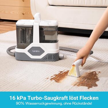 Апарат для чищення м'яких меблів та килимів: потужний волого-пилосос 600W з самоочищенням, об'єм бака 2.3л, 16KPa, для диванів, килимів та меблів.