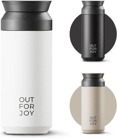 Термокружка з нержавіючої сталі 350 мл | Термокружка для кави та чаю на винос | З подвійними стінками, ізольована, не протікає | Подорожна термокружка | Зберігає тепло до 4 годин / холод до 8 годин (Білий Шовк)