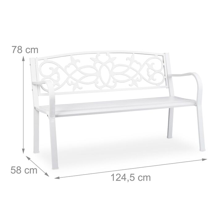 Relaxdays Вінтажна садовая лавка білого кольору