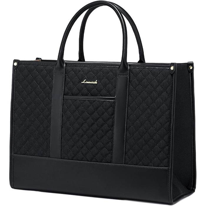 Сумка для ноутбука LOVEVOOK, шкіряна, чорна, 14 дюймів. Сумка-шоппер, ділова сумка, портфель для роботи, навчання, офісу та університету. Водостійка, велика, для ноутбука, ділової жінки.