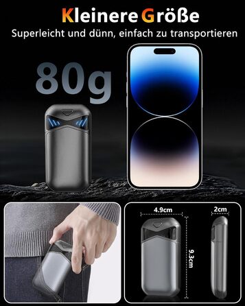 Електричні грілки для рук DDKJ, 2 шт., 7000mAh, магнітні, з 3 рівнями нагріву до 55°C, для дітей, чоловіків та жінок (чорні)