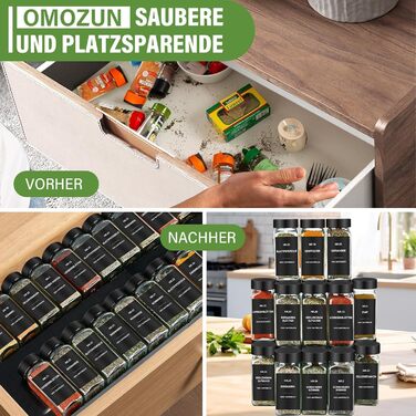 Набір кутових банок для спецій з етикетками (24 шт.): скляні дозатори для спецій 120 мл з ситечком, вологостійкі етикетки, органайзер для спецій у шухляду, чорний колір