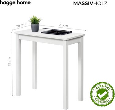 Стол журнальний/письмовий Hagge Home скандинавський, білий, 75x38x75 см