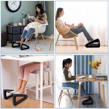 Підніжка для столу з регулюванням висоти та кута на 6 рівнів, з масажем, протиковзка, для зняття болю в ногах, колінах та спині, ідеальна для дому, офісу та подорожей, з трьома ніжками