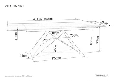 Стіл WESTIN CERAMIC 160(240)*90 коричневий ефект дерева/чорний мат