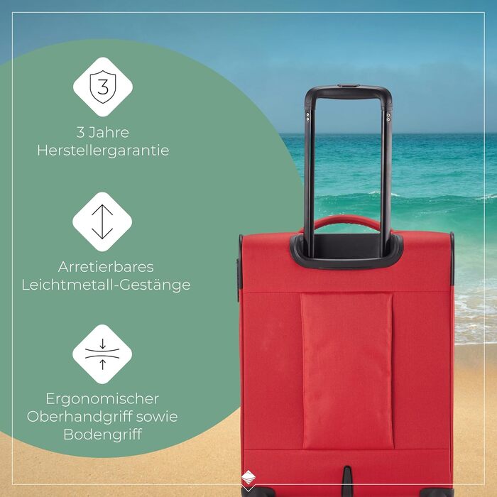 Набір валіз Travelite Chios: L/M/S, м'яка оболонка, ручна поклажа, червоний колір