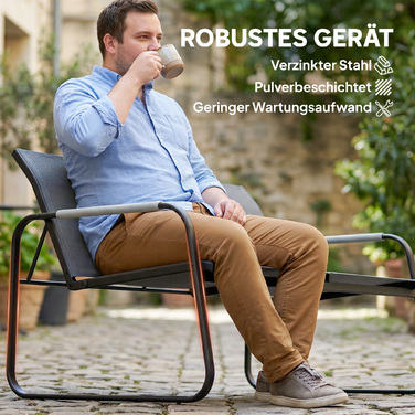 Набір садових меблів для 4 осіб: комплект для відпочинку на відкритому повітрі з двомісним диваном, 2 кріслами, круглий стіл, підставки для ніг.