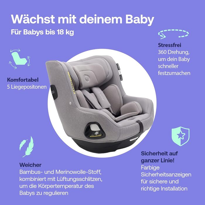 Автокрісло Bugaboo Owl by Nuna Isofix від народження до 4 років, 0-18 кг. Поворот на 360 градусів, група 0/1, максимальний комфорт і безпека, посилена оболонка та захист від бічних ударів, чорний (сірий)