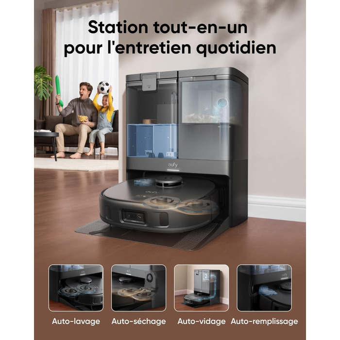 Робот-пилосос Eufy X10 Pro Omni з функцією миття та авто-дозаправкою, 8000Pa, 2 мопи з автомийкою та сушінням (відновлений)
