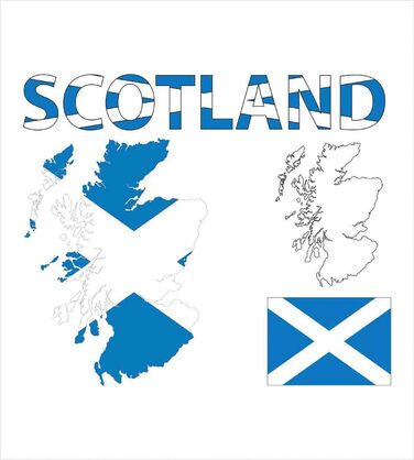 Набір підковдр Шотландія Двоспальне ліжко, карта та прапор, м'яка форма Високоякісна підковдра з 2 предметів з 1 наволочкою, (264 x 220 см - 90 x 50 см, кобальтово-блакитний білий)