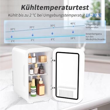 Міні-холодильник YASHE 6 л на 8 банок, портативний термоелектричний охолоджувач 220-240V AC/DC для авто, офісу, спальні та косметики, білий