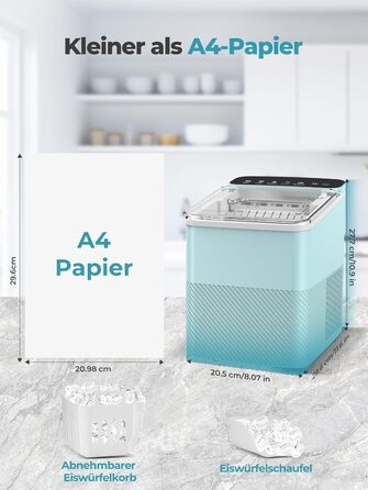 Машина для льоду Fohere портативна, самоочищення, 14 кг/24 год, зелена - для дому, бару, офісу, кемпінгу