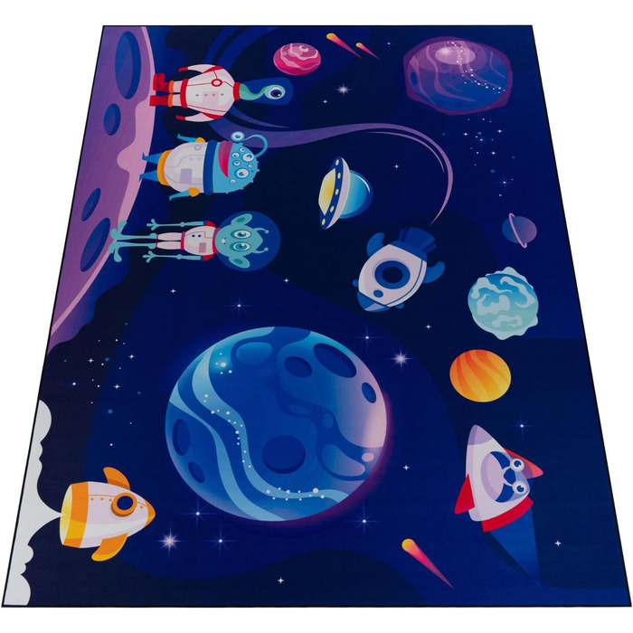 Дитячий килим Килим для дитячої кімнати Ігровий килимок для хлопчиків і дівчаток, а також для молодіжної кімнати 120x170 см (Cute Aliens Blue, 200x280 см)