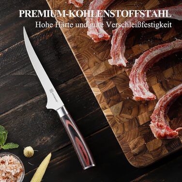 KEEMAKE Набір професійних кухонних ножів, ніж для філетування з високоякісної нержавіючої сталі, ергономічна ручка, 15 см