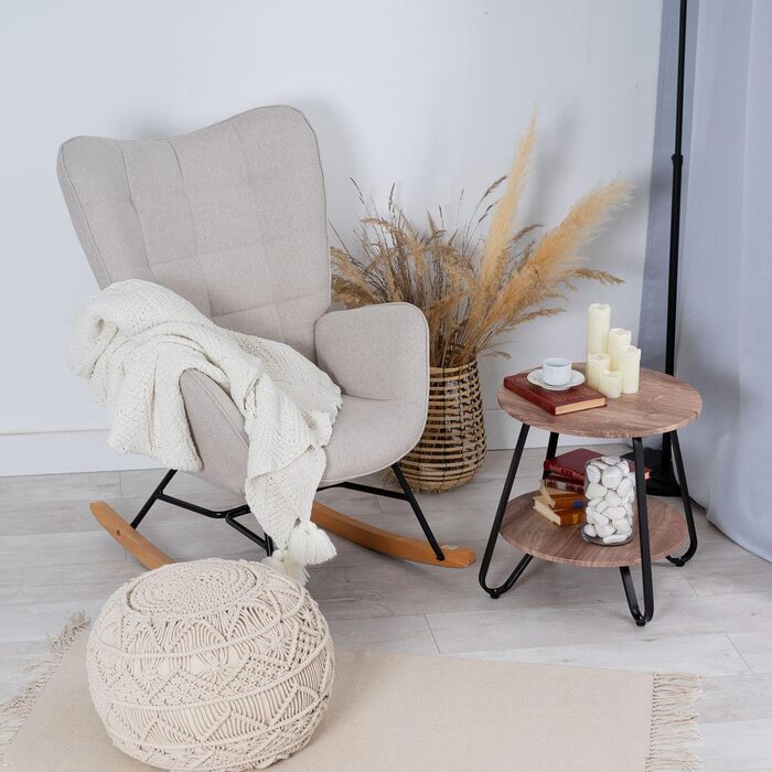 Крісло-гойдалка для вітальні Cosy, бежеве, 68x87x98 см