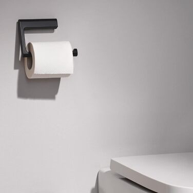 Тримач для туалетного паперу EMCO Flow для настінного монтажу, ефектний тримач для паперу без кришки, високоякісний тримач для туалетного паперу з металу, чорний матовий