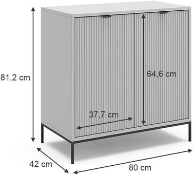 Комод Vicco Eliza, сірий, 80x81.2 см, 2 дверцята, 80x42 см