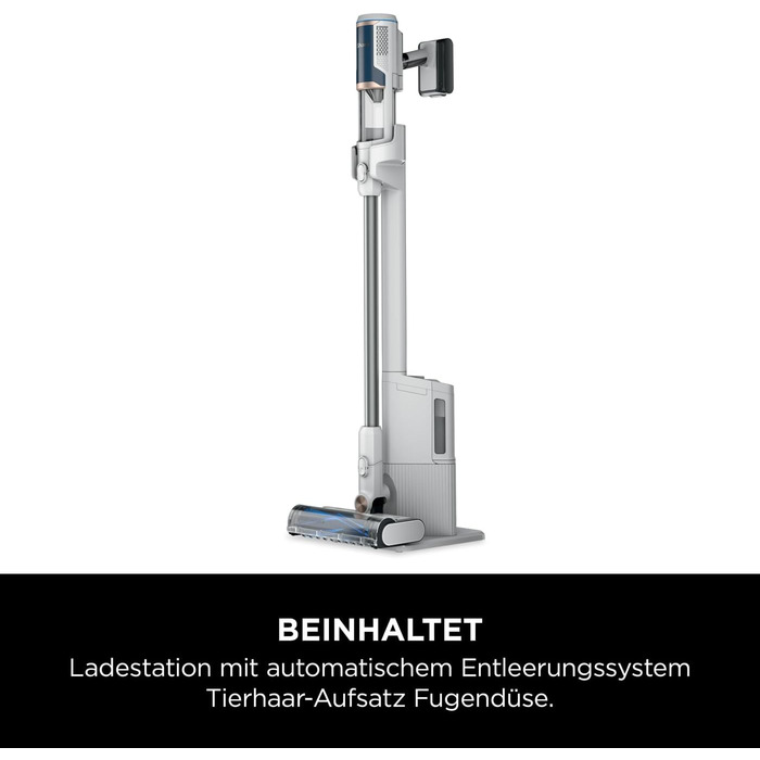 Пылесос Shark Clean & Empty с док-станцией для самоочистки, до 40 мин. работы, беспроводной, для шерсти животных, ковров и твердых полов, с LED-подсветкой, тихий, белый/синий, BU3521EU