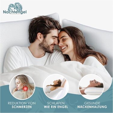 Ортопедична подушка з піною з пам'яті Memory Foam для здорового сну, проти болю в шиї, для всіх типів сну (на спині, животі та боці), біла, 14 см висотою, 1 шт.