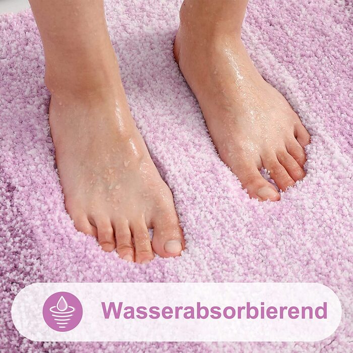 Килимок для ванної кімнати Homaxy, 60x120 см, антиковзаючі, миючий, з м'якого ворсу, з мікрофібри, швидковисихаючий, фіолетовий