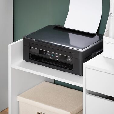 Роликовий контейнер SoBuy з шухлядою та дверцятами: друкарський столик, офісний шафчик, підставка під документи, білий 72x54x40 см, ASK02-W