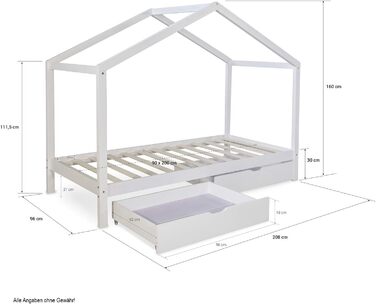 Дитяче ліжко Homestyle4u 90x200 з ящиком, монтессорі, з ламелями, біле, з дерева (сосна)
