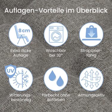 Лежак для відпочинку ELONEO: розкладний, з преміум-подушкою, стійкий до погодних умов, широка спинка, регульована, з подушкою для шиї та тримачем для напоїв (сірий)